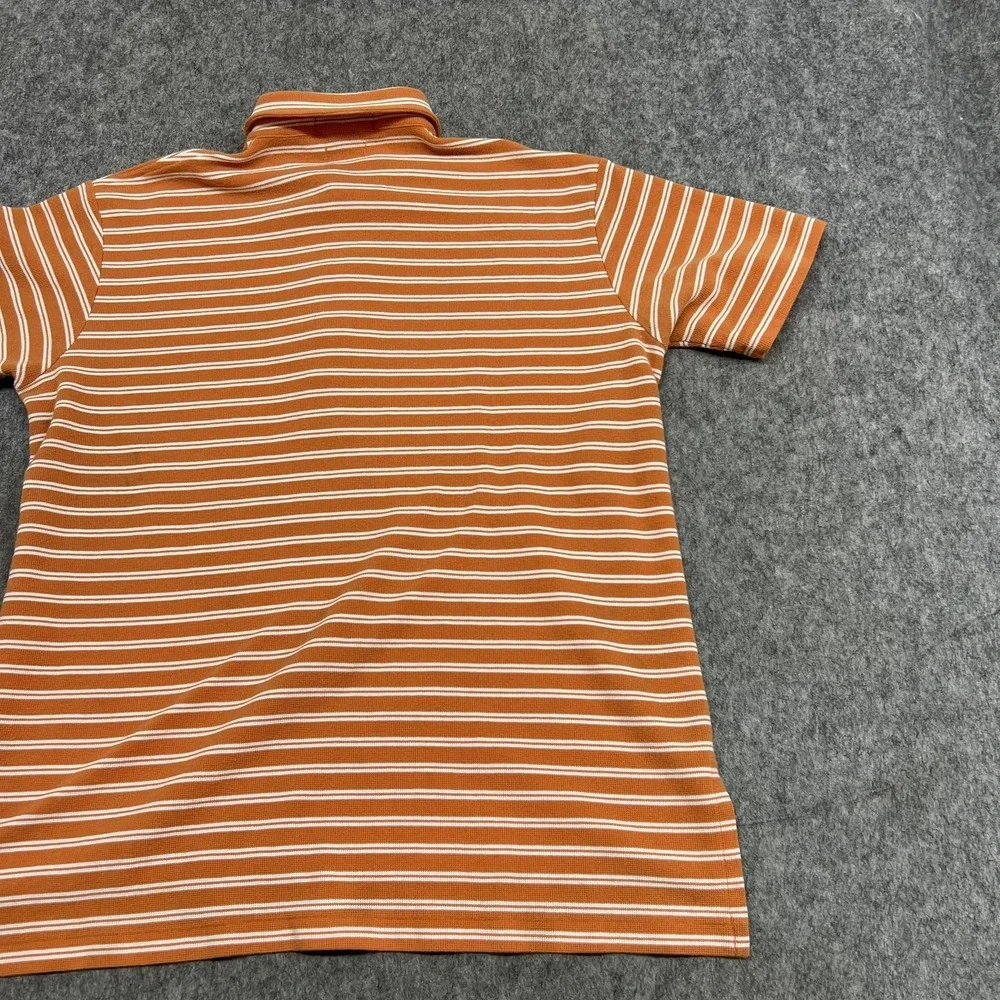 Ralph Lauren Polo Shirt Mens M Orange‎ White Stripe Button Down Collar Pony Big
